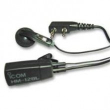 ICOM HM-128L Lightweight earphone-mic. Compact microphone with PTT switch clips to your lapel; Compatible with ICOM Radios.